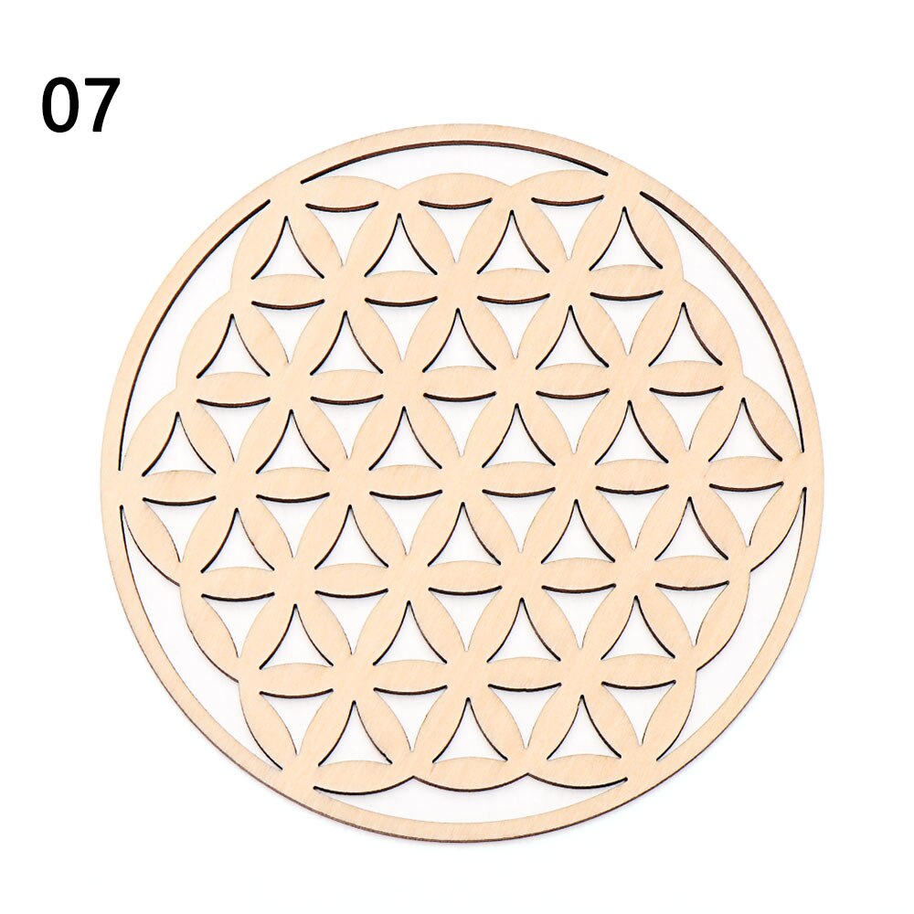 1PC Wood Wall Flower Of Life Shape Art Home Decor Laser Cut Non-Slip Coaster Set Wood Placemats Table Mat Round Cup Pad