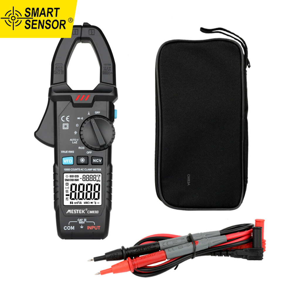 Smart Sensor Digital Clamp Meter 600A AC Current 600V AC/DC Voltage Capacitance Measurement Data Hold Backlight NCV Tester Multimeter