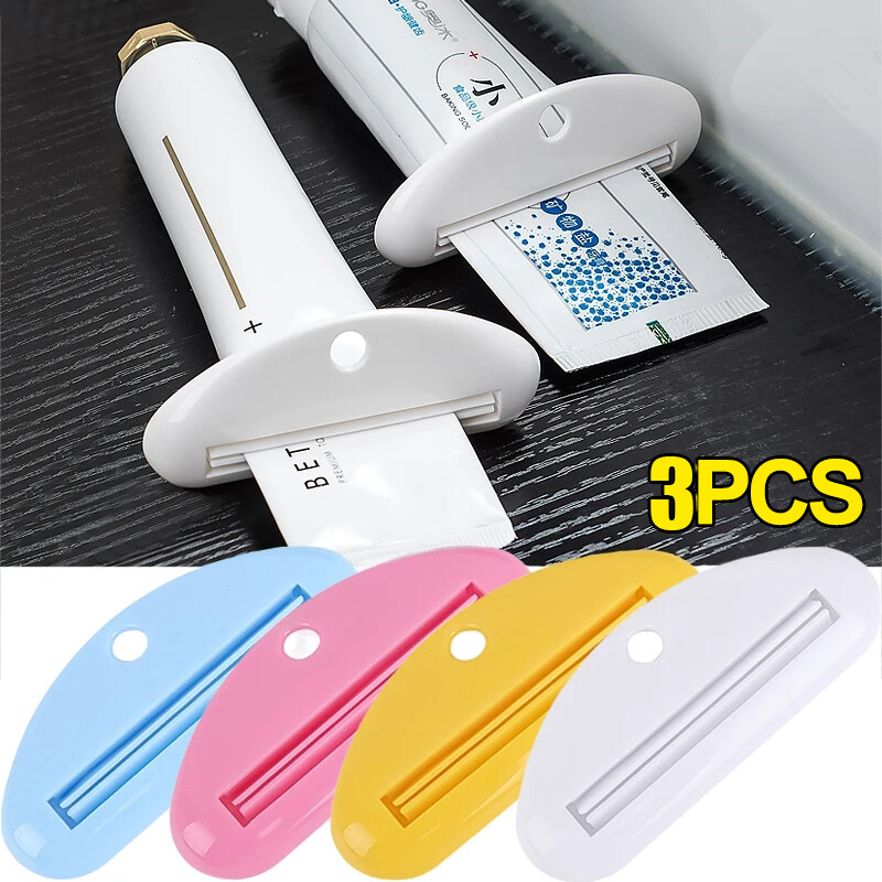 3 cái đồ nặn tuýp kem đánh răng Báo Chí Hướng dẫn sử dụng bóp kem đánh răng Clip-on Sữa rửa mặt ép đồ dùng phòng tắm