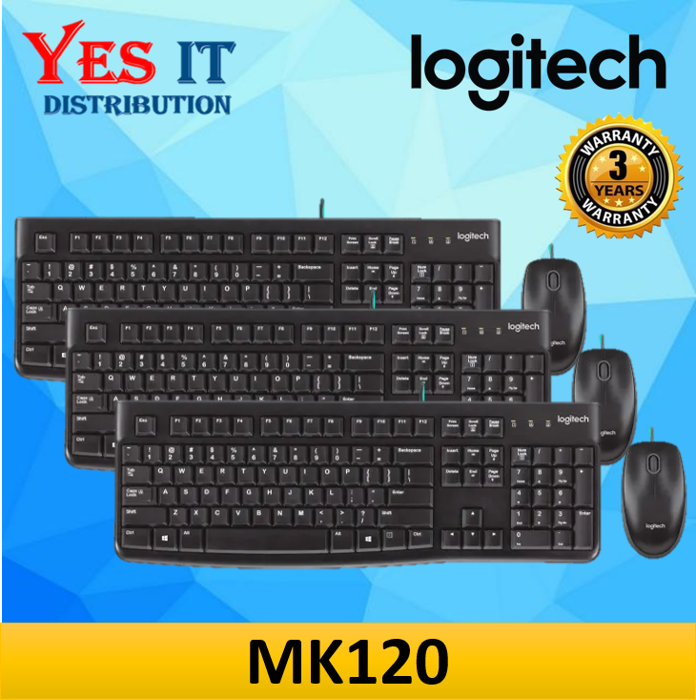Logitech MK120 USB Keyboard & Mouse Combo with quiet typing, Durable