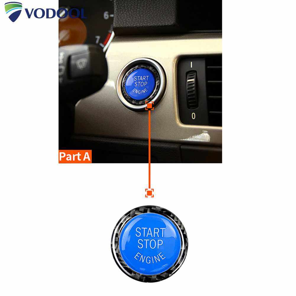 For bmw e90 e91 e92 e93 320i car engine start stop button replace cover trim sticker carbon fiber switch car styling accessories