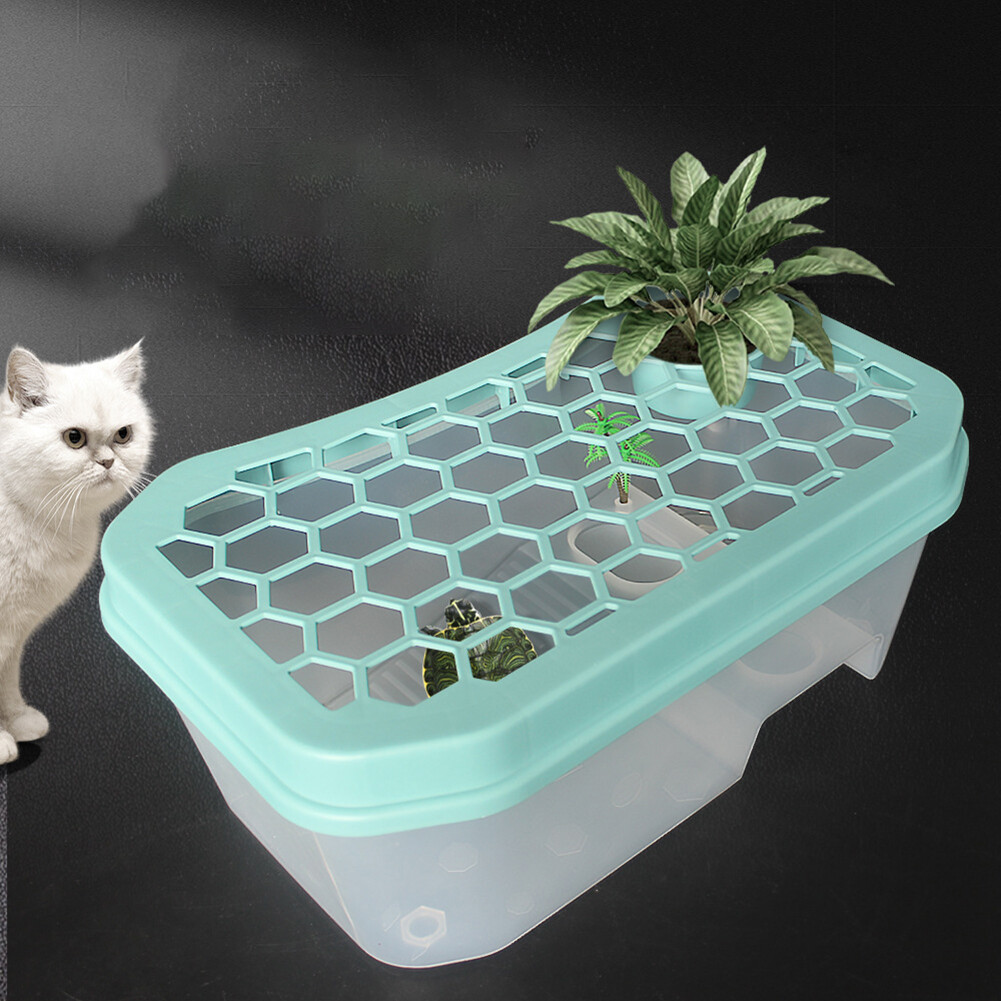 Mini Premium Turtle Tank With Basking Ramp Platform Multi-area Design Tortoise Habitat Aquarium Tools