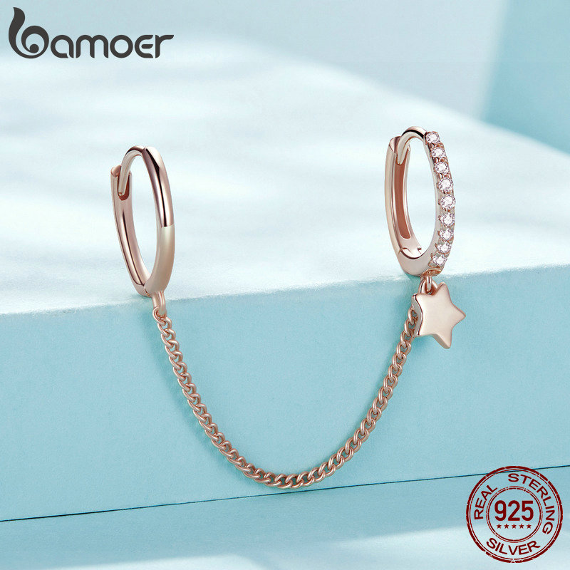 Bamoer New Arrival 925 Sterling Silver Colorful Cute Paws Ear Buckles