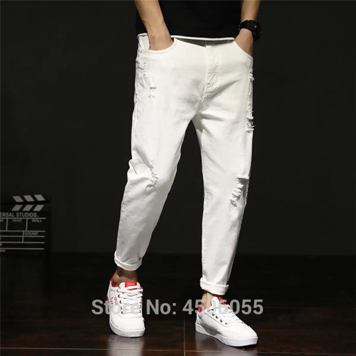 men's white jeans size 42