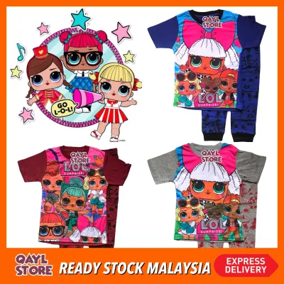 Pyjamas LOLL Cartoon Jersey Cotton (1-6 Years) for Girl Kids Toddler Sleepwear Clothing Set / Baju Tidur Kanak Kanak