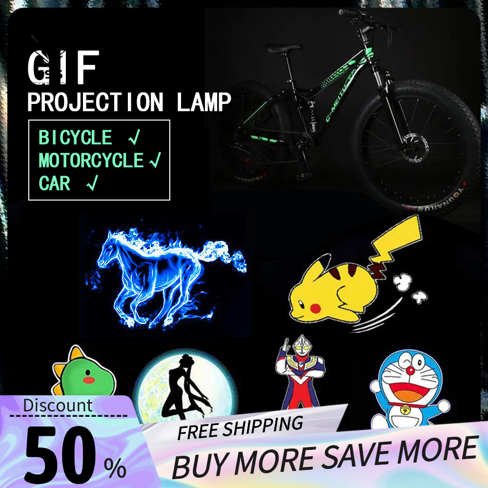 【ESS】Electric Vehicle Bicycle Motorcycle Projector Vehicle Mounted Projection Lamp Rechargeable Dynamic Welcome Lamp for Pikachu Car Door