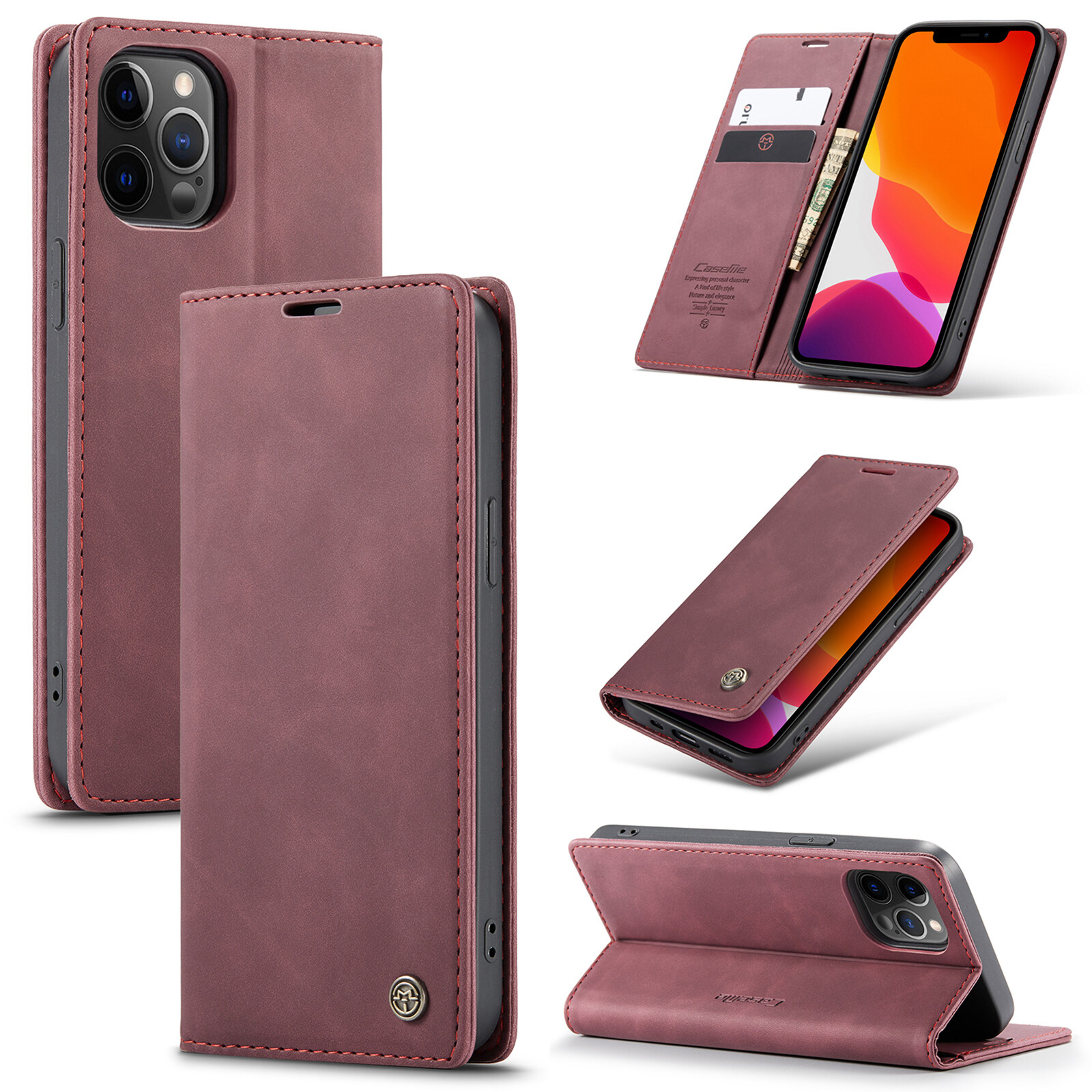 CASEME 013 Series, Bao Da Lật Tự Động Hấp Thụ Cho iPhone 6 7 8 Plus X XR XS Max iPhone 11 Pro Max Ốp Nam Châm Cho iPhone 12 / 12 Mini / iPhone 12 Pro Max