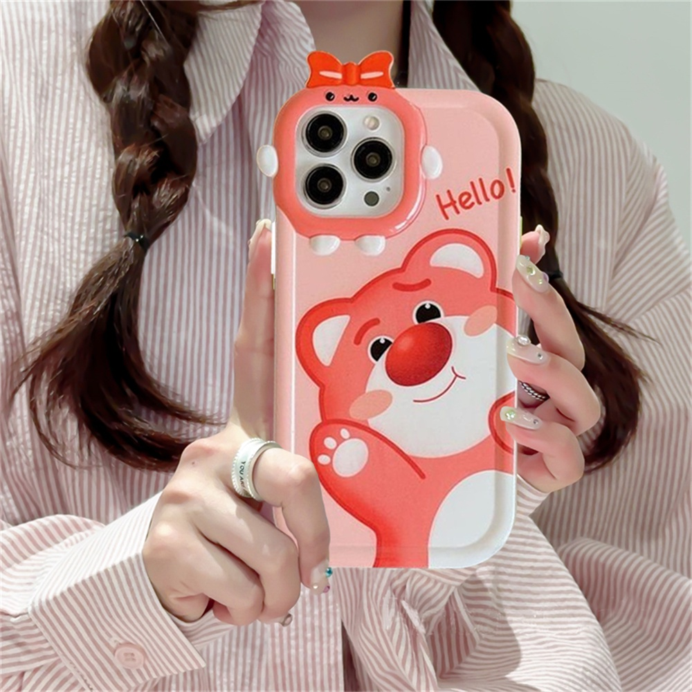 Vỏ HP Realme C53 10 Realme C55 C35 C33 C31 C30 Realme C11 9i 6i 5S 5I 7i C15 C12 C25 c21y c25y C20 C3 C17 Realme C2 C1 narzo 50A thủ dễ thương phim hoạt hình lotso dâu gấu con quỷ nhỏ ống kính ốp chống sốc