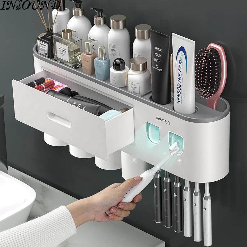 BÁO GIÁ Giá Đựng Bàn Chải Đánh Răng | Shopee Lazada Sendo Tiki mới nhất 36 INSOUND Giá Đựng Bàn Chải Đánh Răng Không Đục Lỗ Bộ Dụng Cụ Ép Kem Đánh Răng Điện Phòng Tắm Gắn Tường