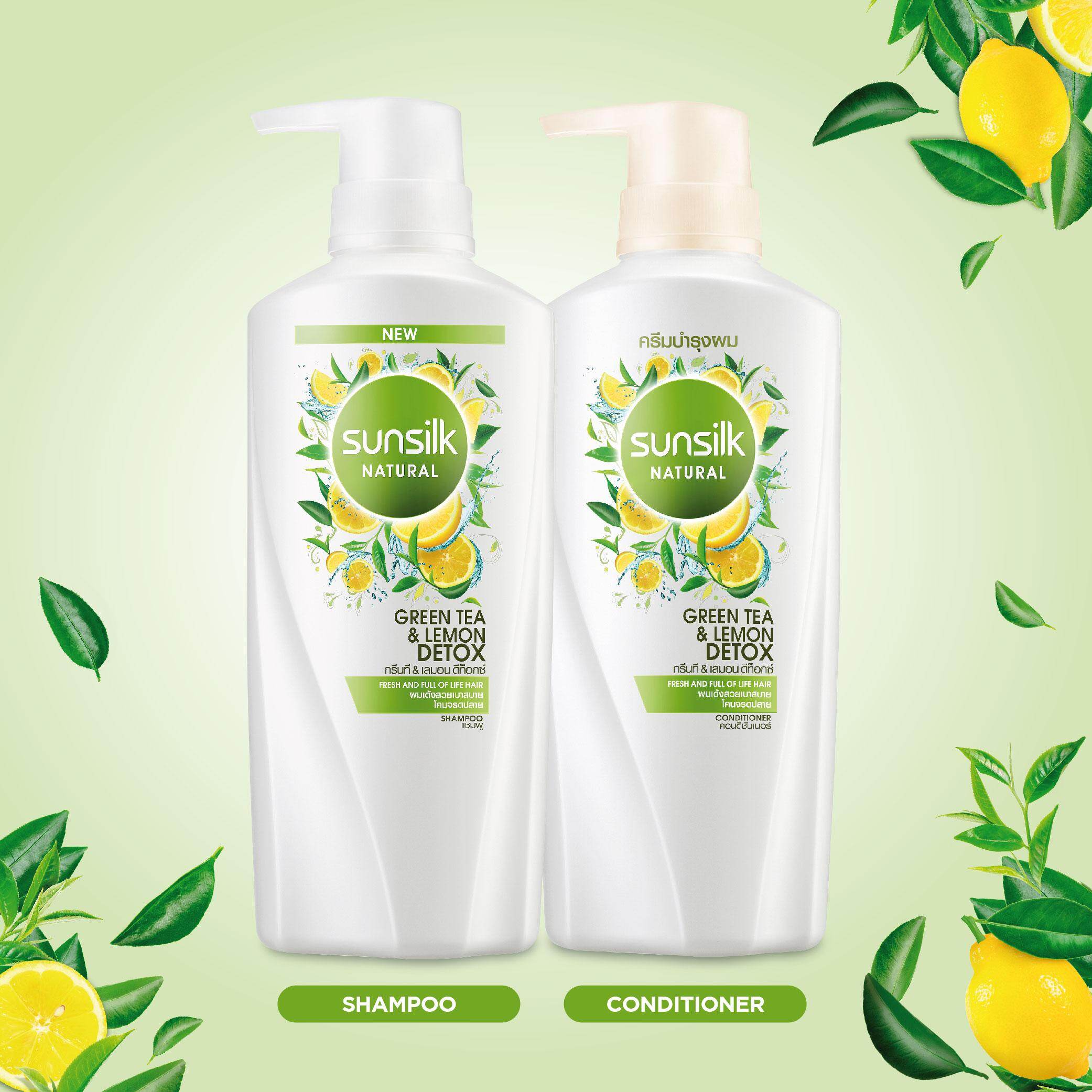 Image result for Sunsilk Natural Green Tea & Lemon Detox shampoo conditioner