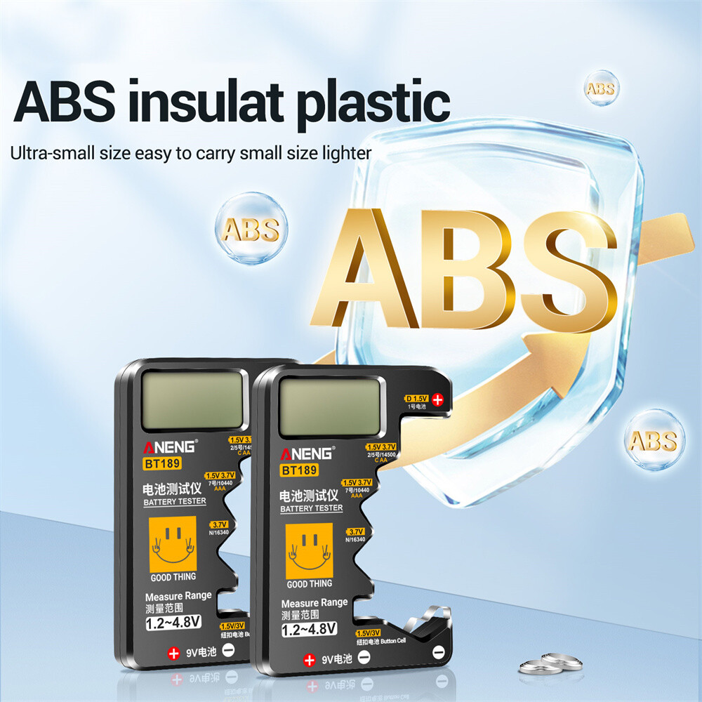 SeasBoat BT189 Battery Tester LCD Display Universal Battery Checker for AA AAA 9V 1.5V/3V Button Cell Batteries