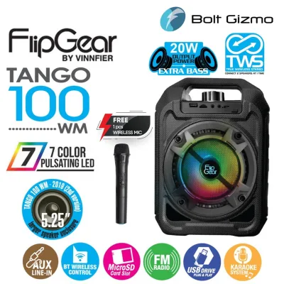 VINNFIER Flipgear Tango 100 WM Bluetooth Portable Karaoke Speaker with Wireless Microphone (TANGO 100WM)