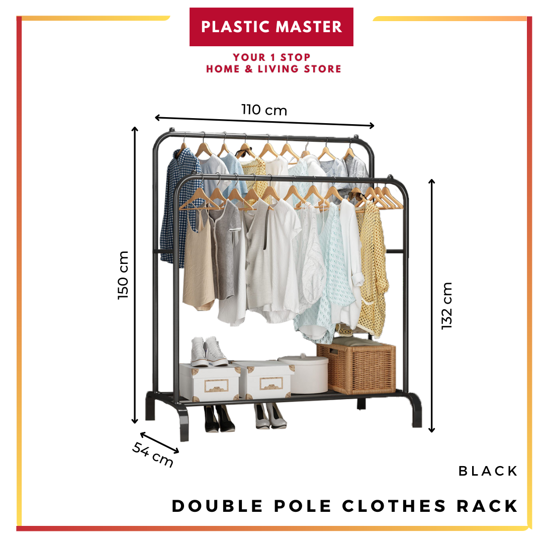Single / Double Pole Clothes Rack Strong Powder Coated Drying Rack