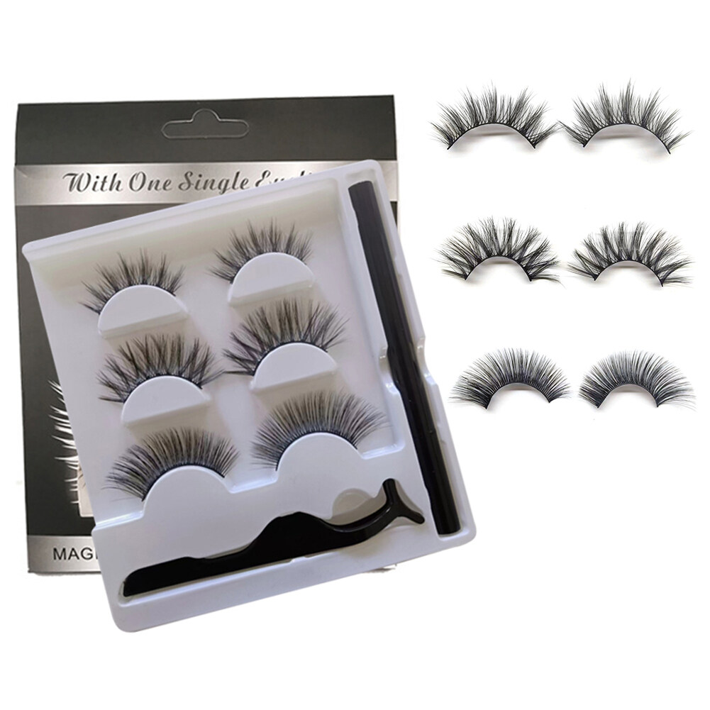3 Pairs Magic Self Adhesive Eyelashes No Glue Needed Fake Eye Lashes D