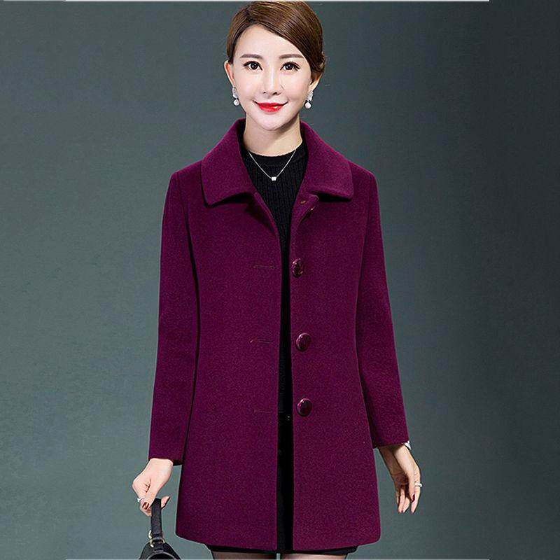 Mother wear woolen coat women's mid-length 2020 autumn and winter new middle-aged and elderly women's woolen coat women's slim