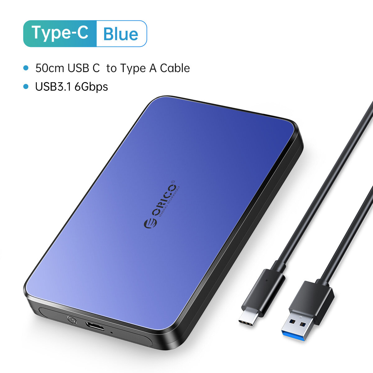 Orico abs hdd case 2.5 inch sata to usb3.0 5gbps / usb-c 6gbps external hdd enclosure for ssd disk hdd with 50 cm usb cable