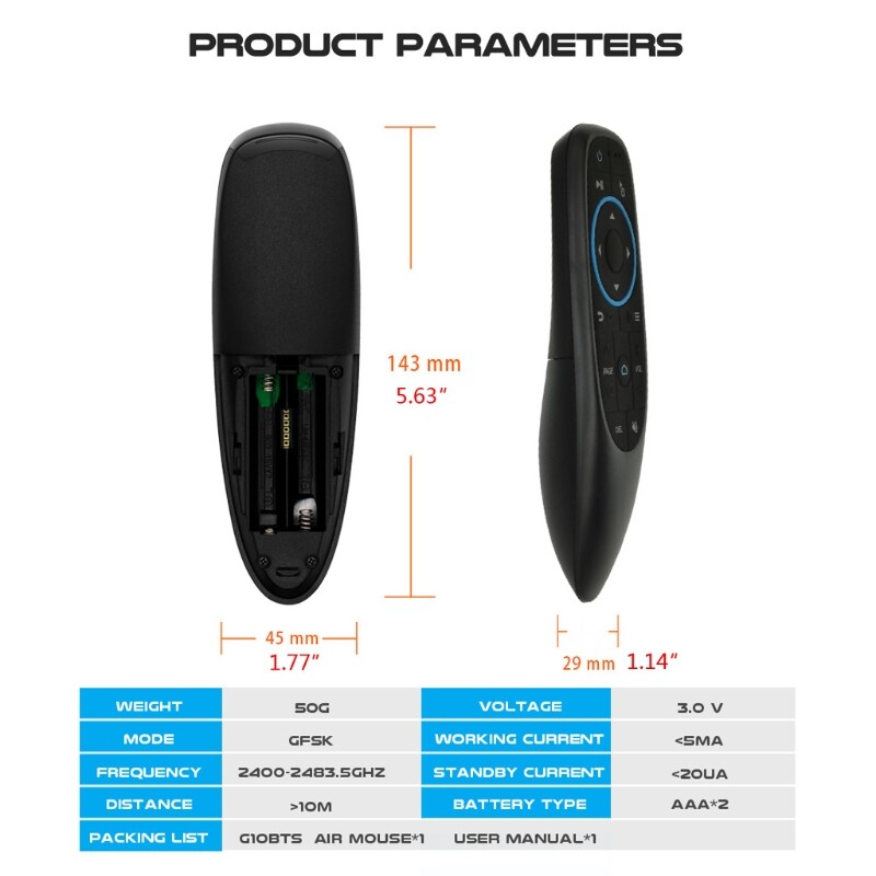 ✪【Yixin Elec】【New Arrival】 G10BTS Bluetooth-compatible Remote Control Wireless Air Mouse 6-Axis Gyroscope