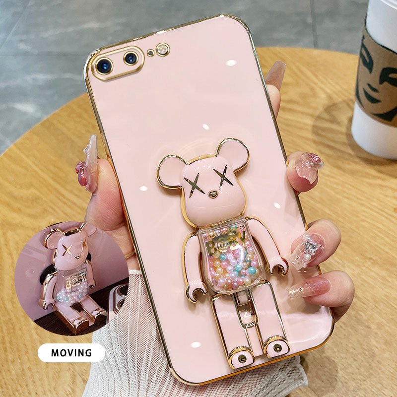 YBD 3D Candy Bear Bracket Phone Case For iPhone 6 6S Plus 7 Plus 8 Plus SE2020 iPhone X XS Max XR High End Soft Silicone Material(Bracket Can Rotate)