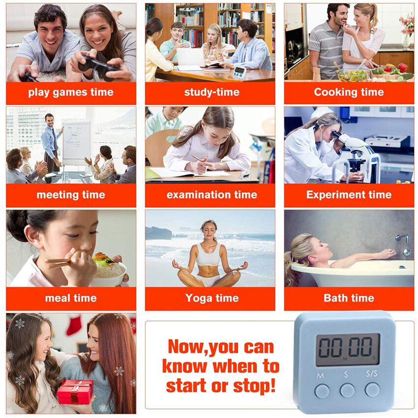 Kitchen Timer, Digital Timers Loud Alarm Kitchen Timers for Cooking , Upgrade Silent Classroom Timer