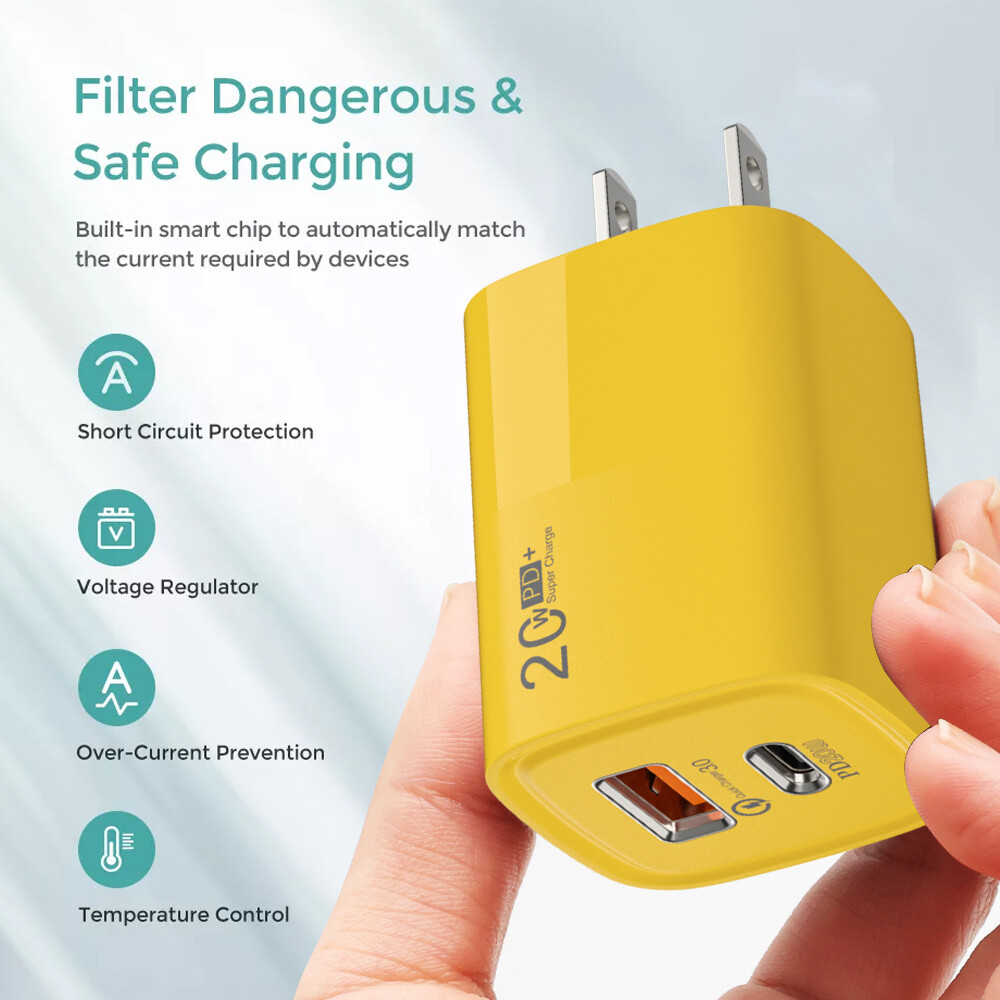 20W 1PD1USB Charger Super Fast Charging EU US ABS Wall Chargers Adapter 20w-1pd1usb-charger-super-fast-charging-eu-us-abs-wall-chargers-adapter