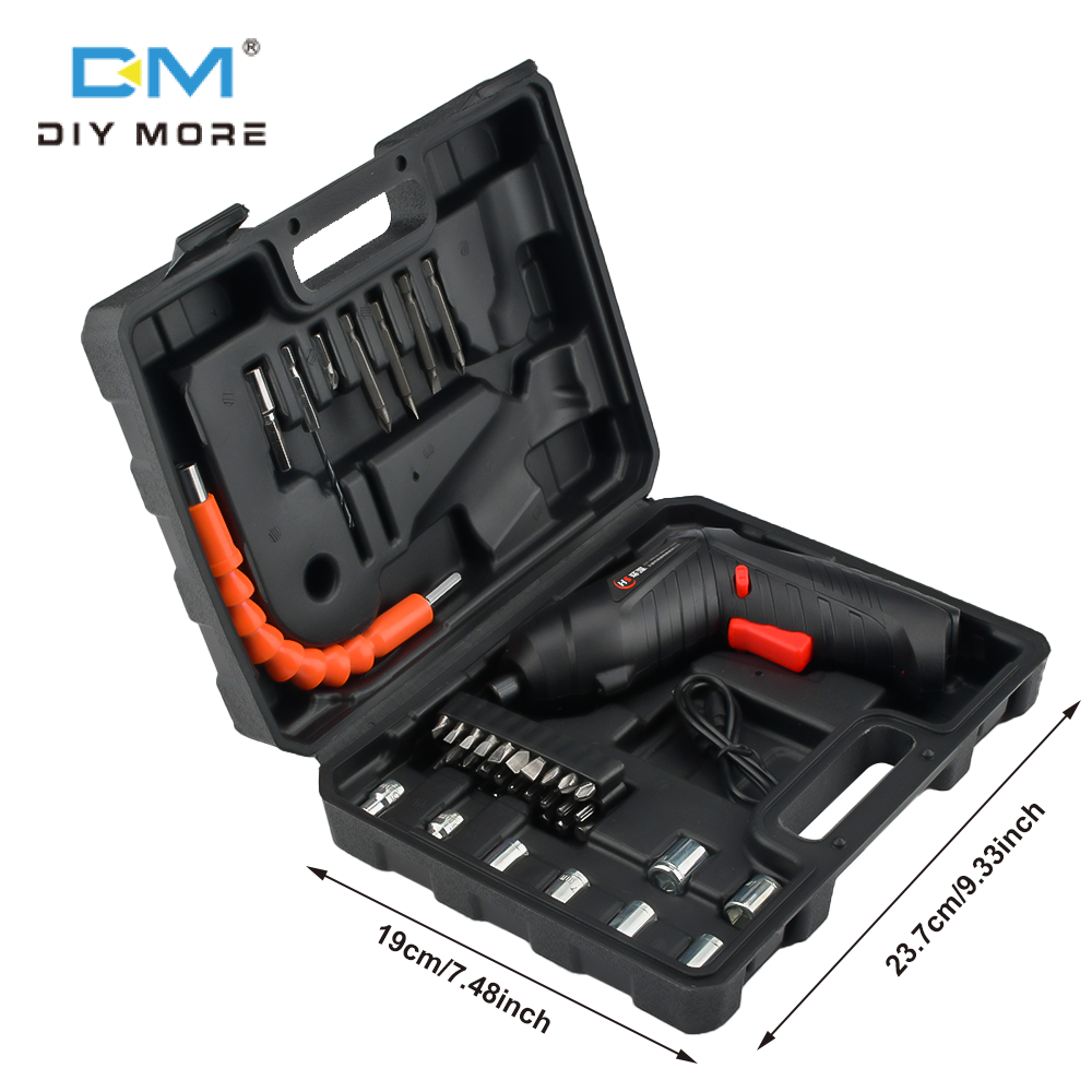 [100% Original] diymore Electric Keyless Screwdriver Keyless Collet Charging Adjustable 90° & 180° Angle Electric Screwdriver 3.6V USB Charging Cordless Rechargeable Hand Cordless Utility Drill Power Supply Power Tools