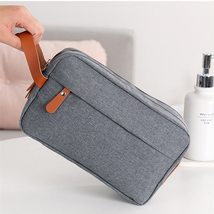 Men's Toiletry Storage Bag Double Layer Toothpaste Cleanser Stuff Organizer Pouch Bathroom Waterproof Zipper Toothbrush Hangbag