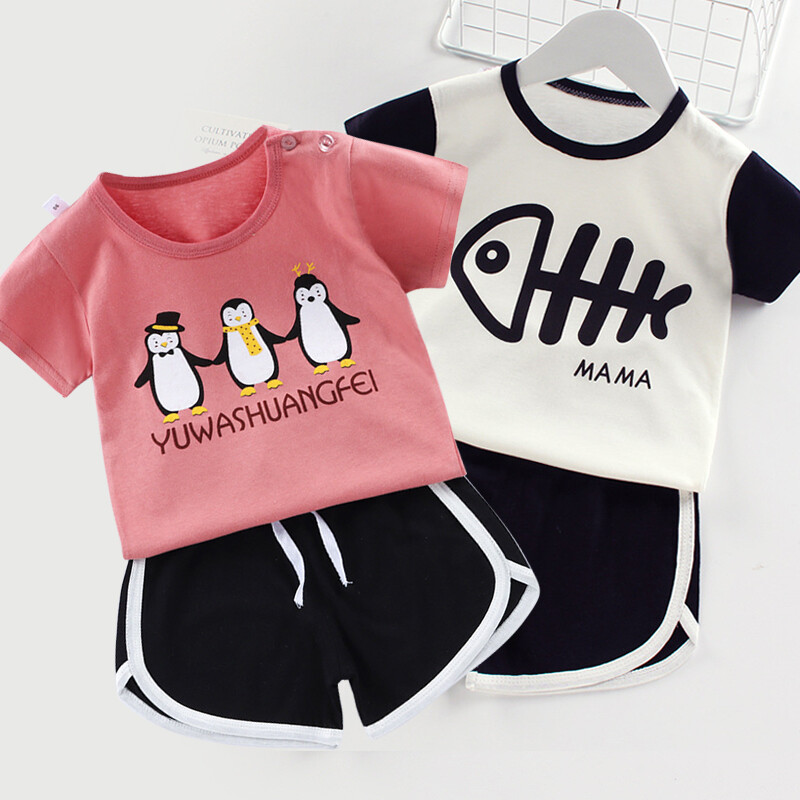 2pcs Baby Boys Girls Summer Clothing Set Infant Clothes Suit Children's Short Sleeve + Shorts Toddler Homewear Suit Kids Outfits