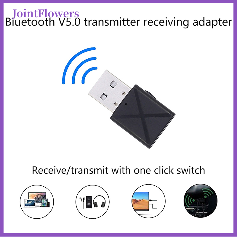 JointFlowers High Quality BT 2 In 1 USB Bluetooth 5.0 Transmitter Receiver Mini Stereo USB Bluetooth Wireless Audio Adapter For TV PC Car Kit