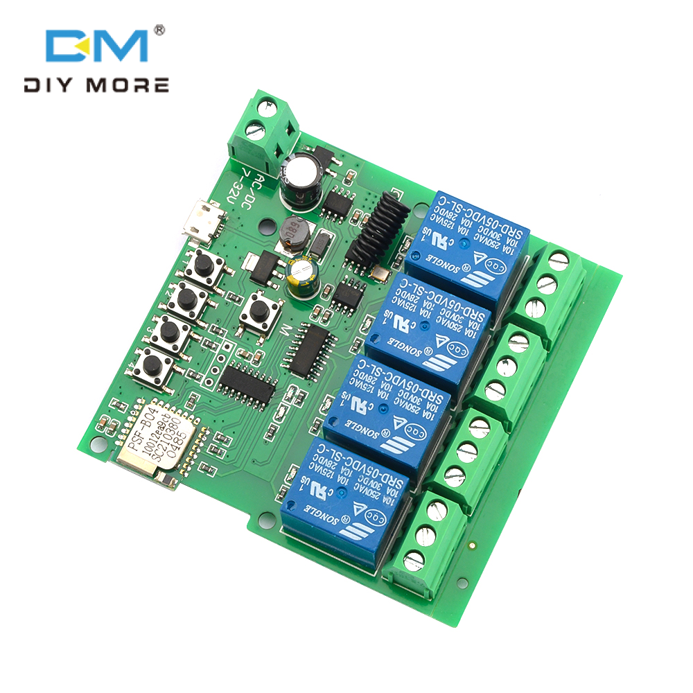 diymore Mô-đun Công Tắc Rơ Le WiFi Thông Minh 4 Kênh EWelink/Tuya APP Công Tắc Điều Khiển Từ Xa Không Dây 433Mhz Cho Nhà Thông Minh Google 5V-32v