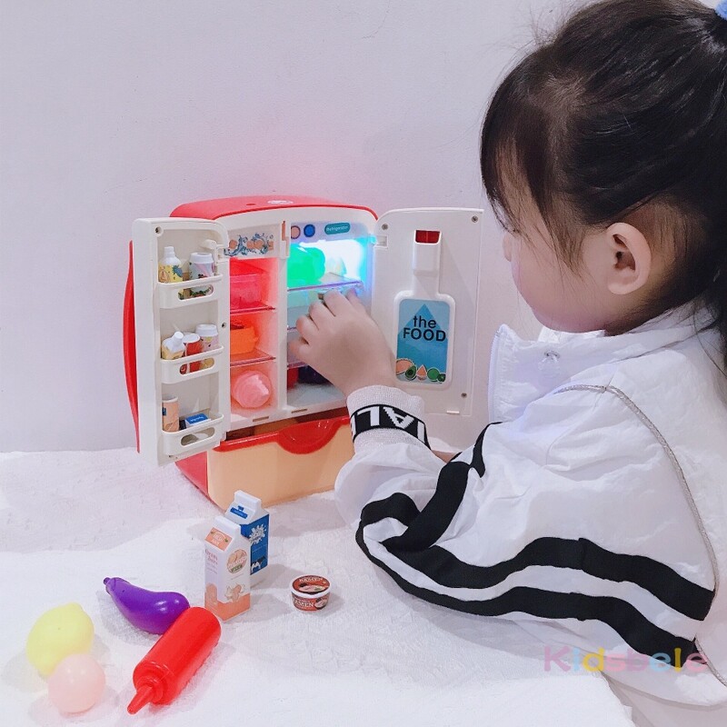 【Ready Stock】 30 Món Đồ Chơi Trẻ Em Giả Vờ, Tủ Lạnh Mô Phỏng Đôi Đồ Chơi Nhà Bếp Mini Giáo Dục, Vai Trò Chơi Đồ Chơi