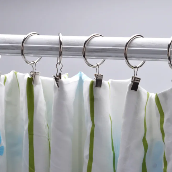 10pcs Metal Curtain Rings Clips Curtain Pole Rod Ring Voile Net