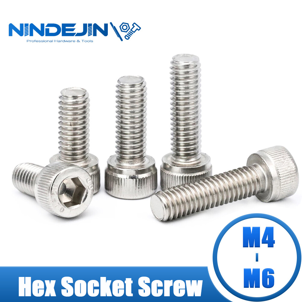 NINDEJIN Hexagon Hex Socket Cap Head Screw M4 M5 M6 Stainless Steel Allen Bolt DIN912 Hex Screw