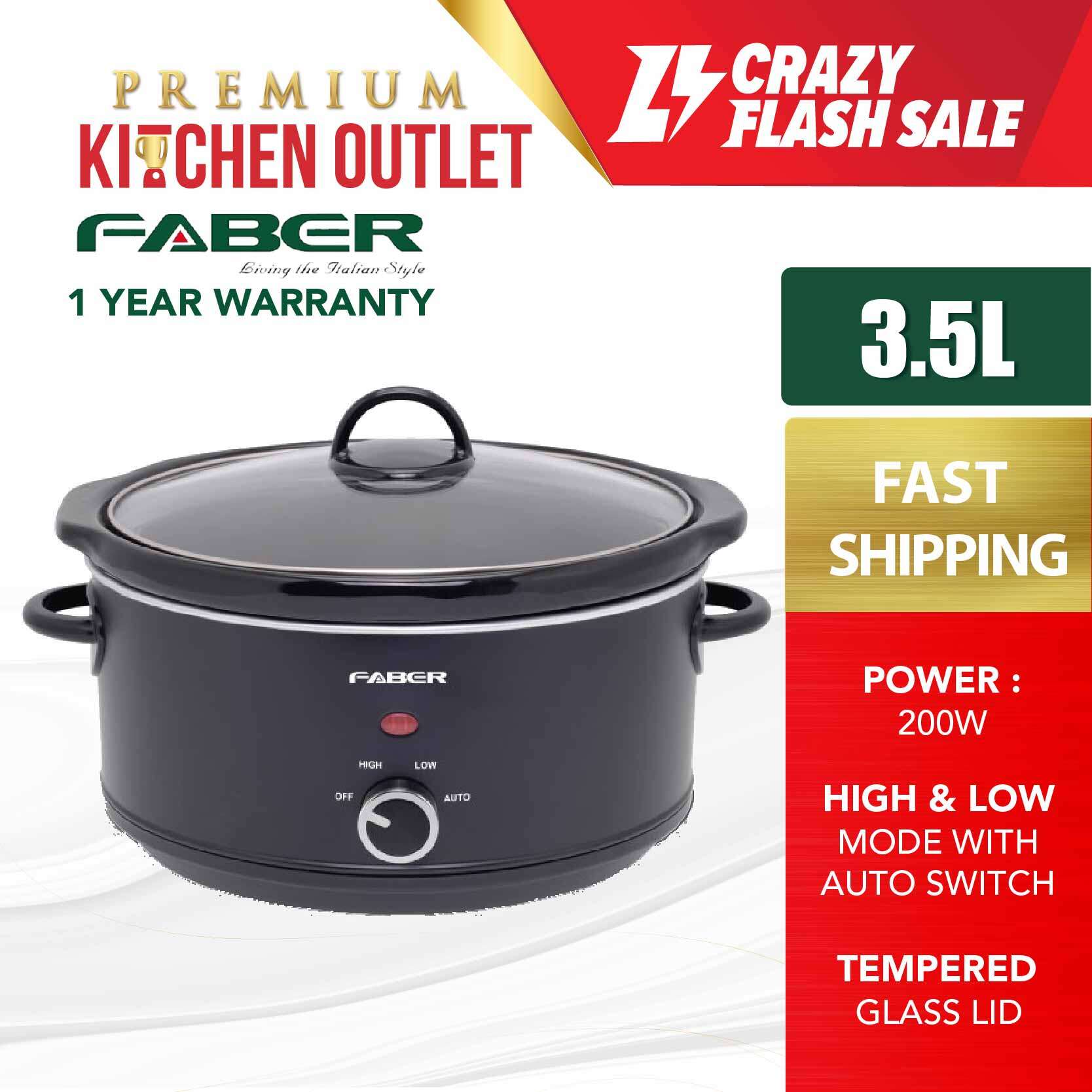 Faber 3.5L Italy Slow Cooker FSC350BK 3.0L FSC 300BK Cool Touch Lid