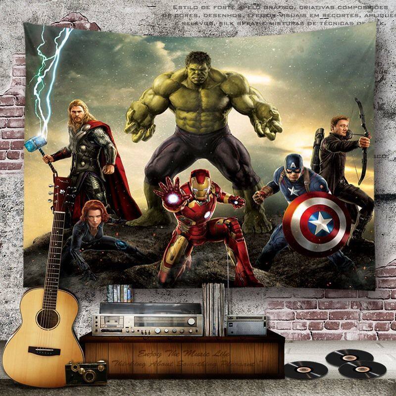 Wehome Superhero Tapestry Wall Hanging Polyester Tapiserya Marvel Background Cloth Hanging Cloth Decoration Wall Decor(150*120cm)