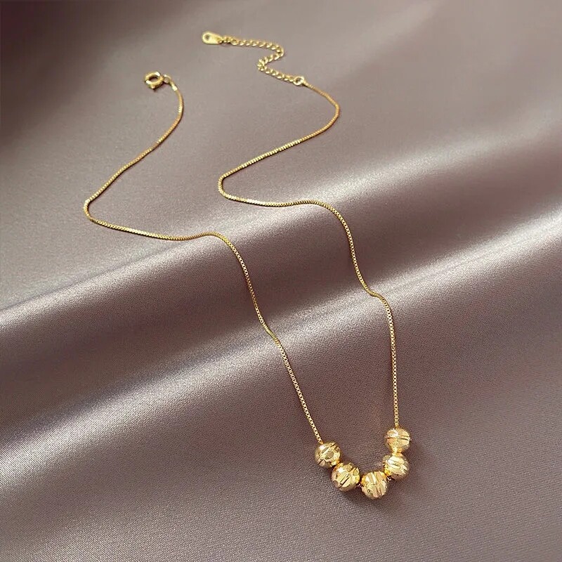 Stainless Steel Necklaces for women Geometric Round ball Simplicity Style Fashion Choker Pendant Chain Necklace For Women Jewelry Party
