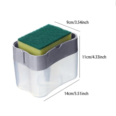 QQ 2in1 Soap Pump Dispenser Sponge Holder Liquid Container Manual Press Dispenser Sabun Kotak Shampoo Pam 肥皂泵分配器 [E05]