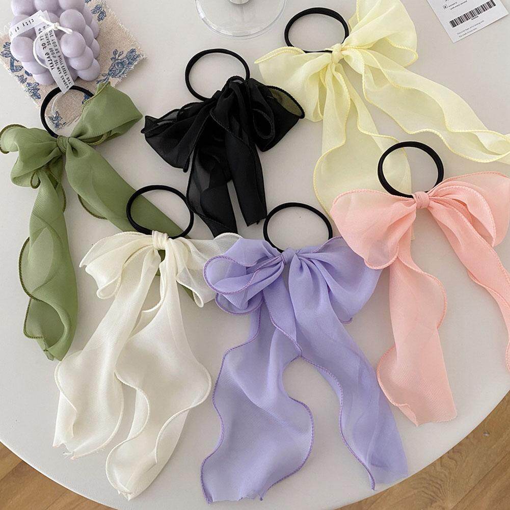 Girls Candy Lace Bow Hair Rope Lovely Colorful Hair Accessories Butterfly Hair Circle Hair Rope
