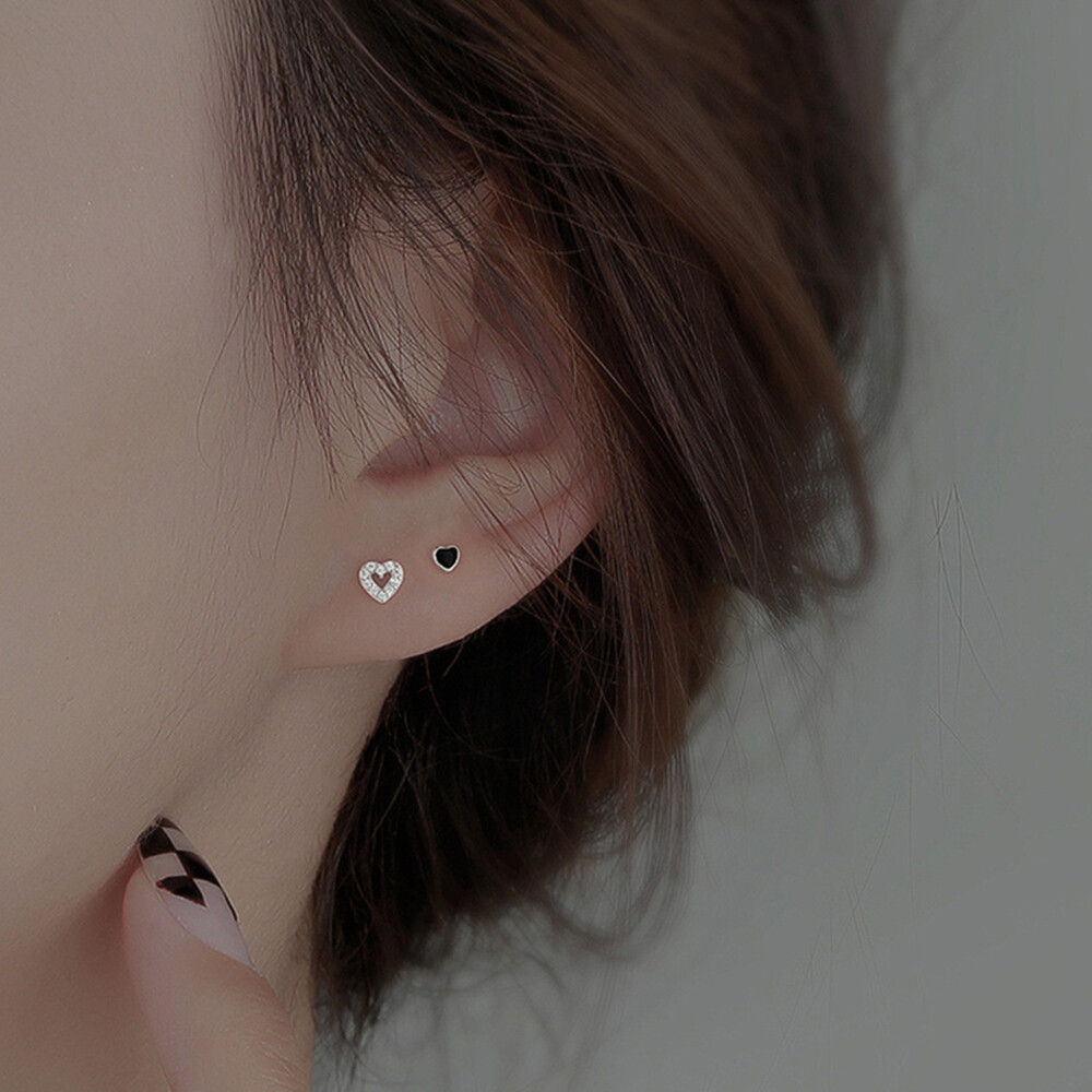 sanhe S925 Silver Stud Earrings Simple Earrings Ear Bone Studs