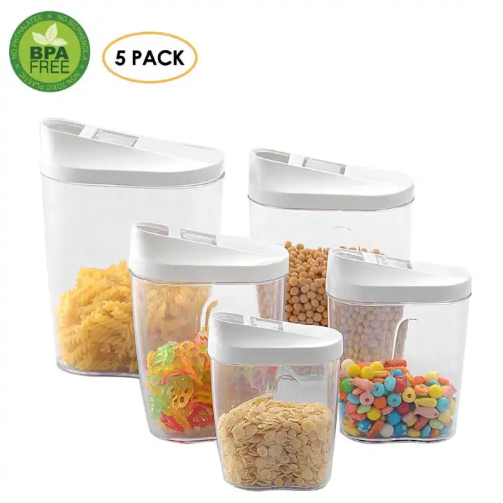 Buybowie 5 Pack Airtight Food Storage Container Set Dry Food