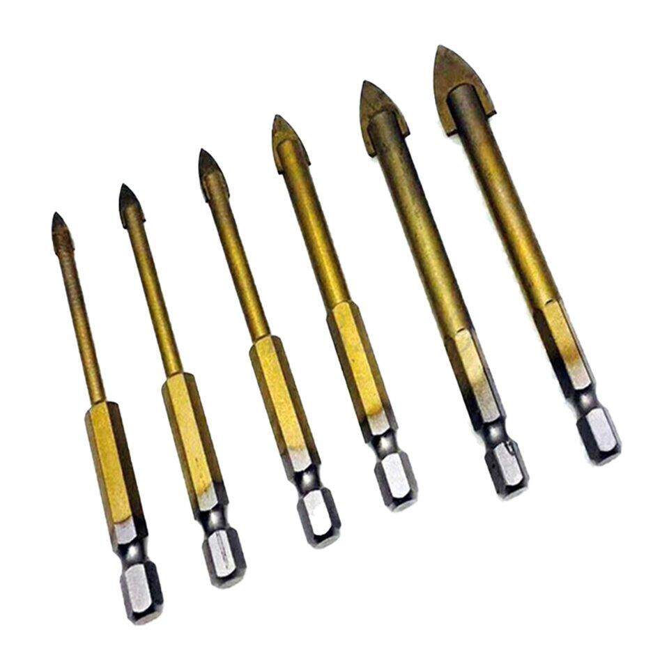 Top Sell Multi-function Hexagonal Shank Drill Bit Titanium-plated Glass Drill Ceramic Drill Six-piece Set 4-12mm