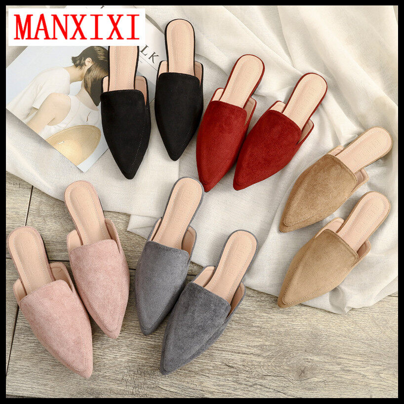 MANXIXI Brand Fashion Loafers Slippers Beautiful Mules Flat Sandals For Women (Size 32-42)
