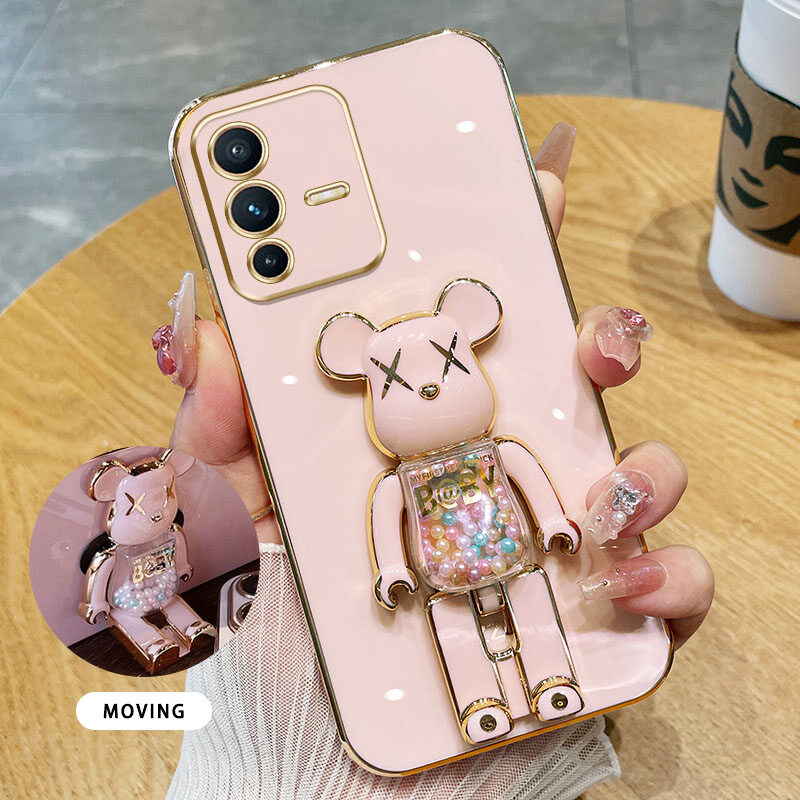 Ybd 3d candy bear bracket phone case for vivo s12 pro 5g v23 pro 5g v25 5g v25e 4g high end soft silicone material