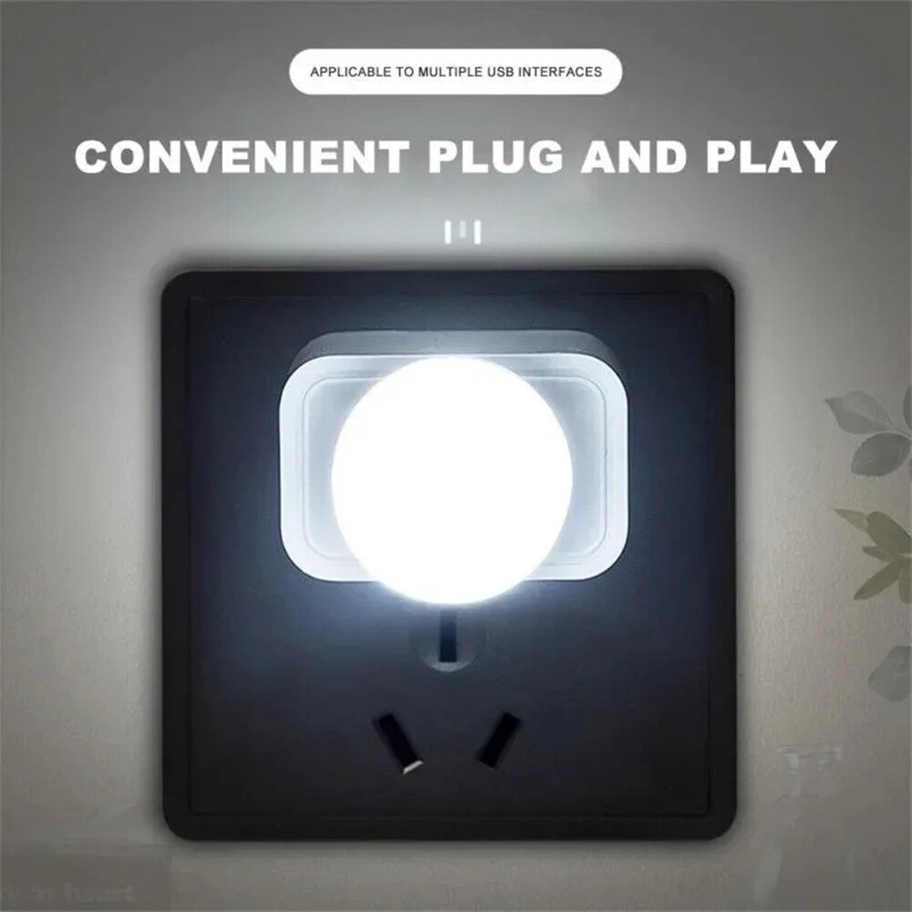 1PC USB Mini đèn ban đêm màu trắng ấm bảo vệ mắt Đèn đọc sách Phích cắm USB máy tính sạc di động đèn LED sạc đèn ngủ