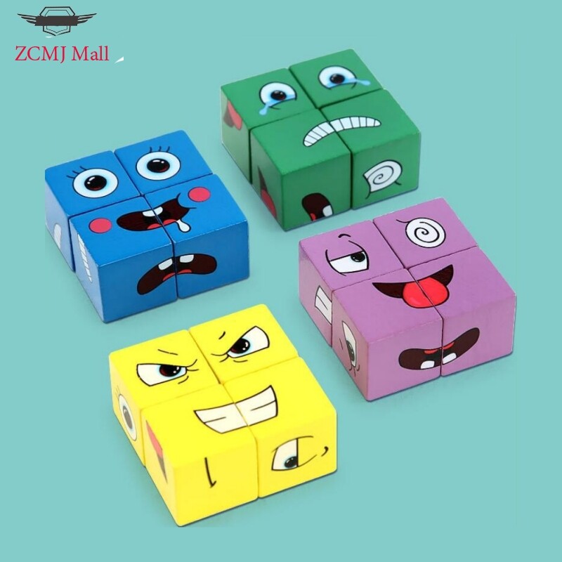 ZCMJ Mall Face Expression Changing Cube Table Games Logical Thinking Training Large Particle Building Blocks Educational Toys