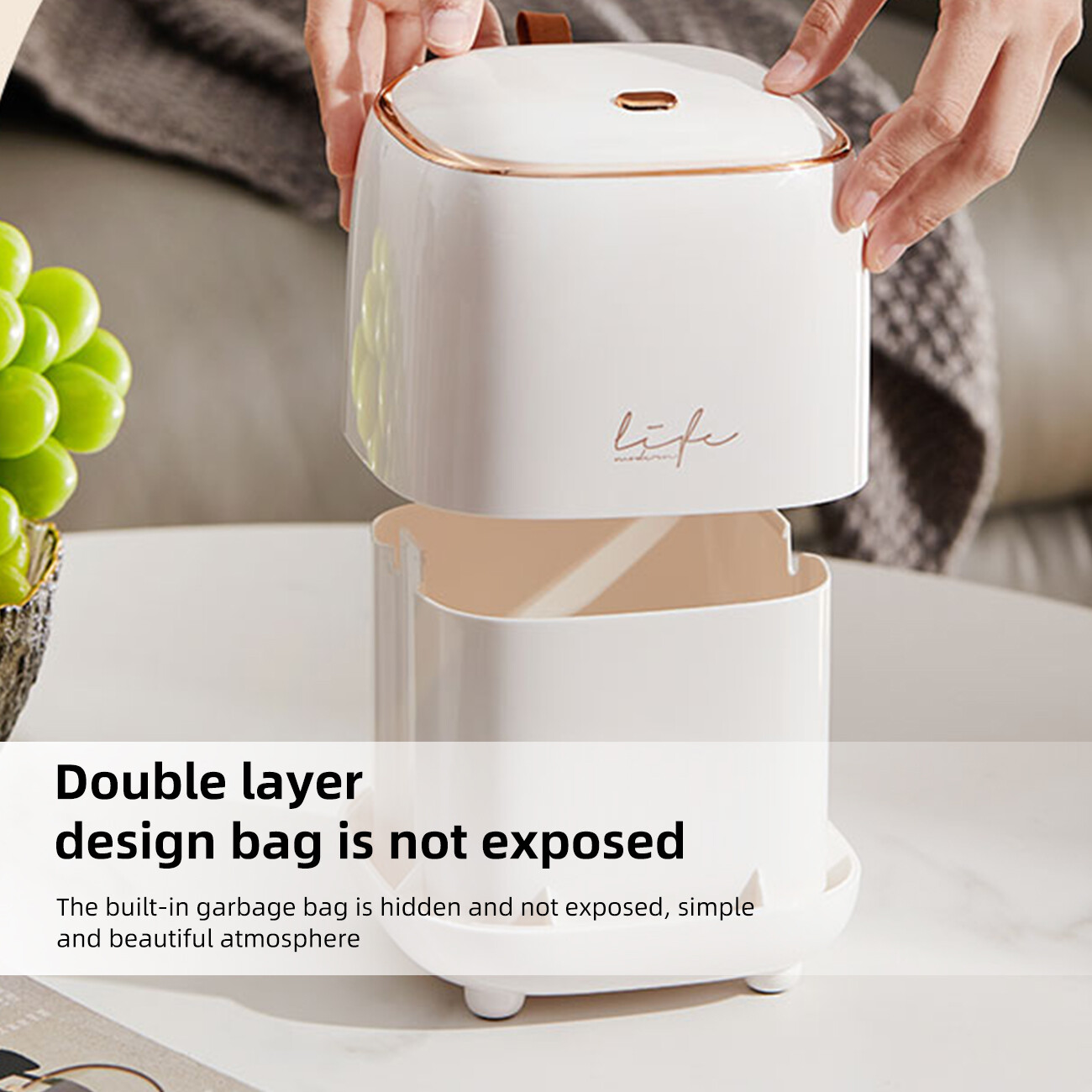 CNMF Nordic Style Desktop Trash Can Creative Press Trash Can Office Home Mini Trash Can