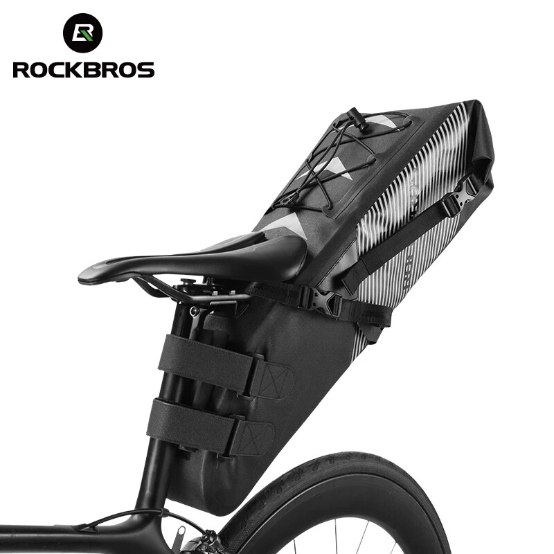 ROCKBROS 10L Bicycle Saddle Bag Reflective Waterproof Large Capacity Tail Rear Bag Foldable Cycling MTB Trunk Pannier Backpack