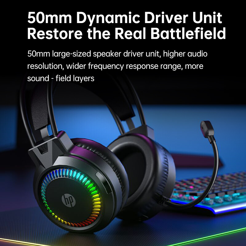HP Wired Gaming Headset - 50mm Dynamic Unit Omnidirectional Mic H220