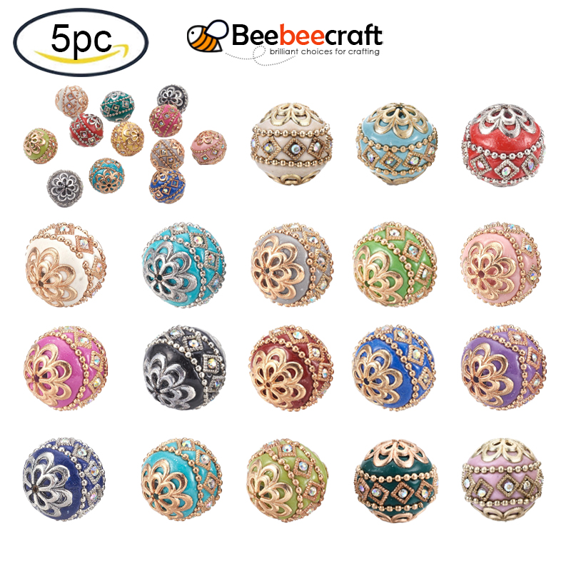 Beebeecraft 80Pcs 4mm Flower Spacer Beads - 18K Gold Plated Stainless Steel, 1mm Hole For Jewelry Making