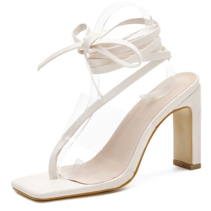 transparent strap shoes