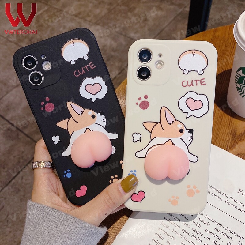 3D Squishy Pinch Soft Case For Iphone 6S Plus Iphone 7 8Plus XR XS Max Iphone 11 Pro Max  12 Pro Max 13 Pro Max 14 pro max 15 pro max 14 plus 15 plus Crayon Shin-chan Corgi Funny Shockproof Phone Back Cover Case